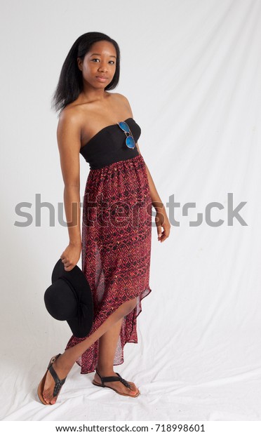 black woman in sundress