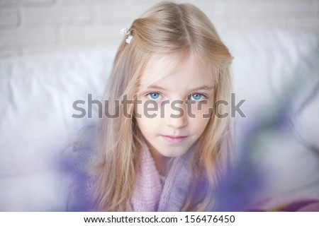 Similar – Image, Stock Photo cute kid girl relaxing at home in cozy weekend morning