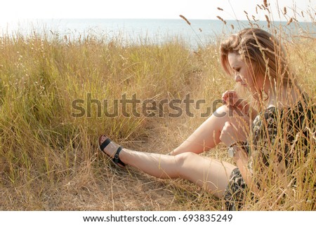 Similar – Image, Stock Photo Sitting, Waiting, Wishing