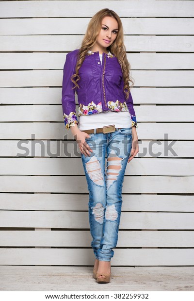 ripped purple jeans