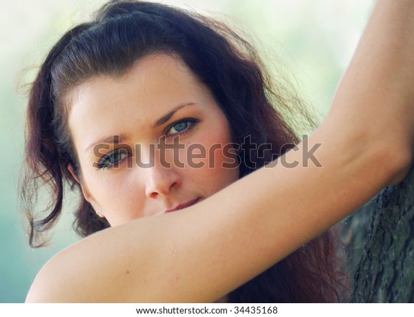 Pretty Blueeyed Brownhaired Typical Russian Girl Stock Photo Edit
