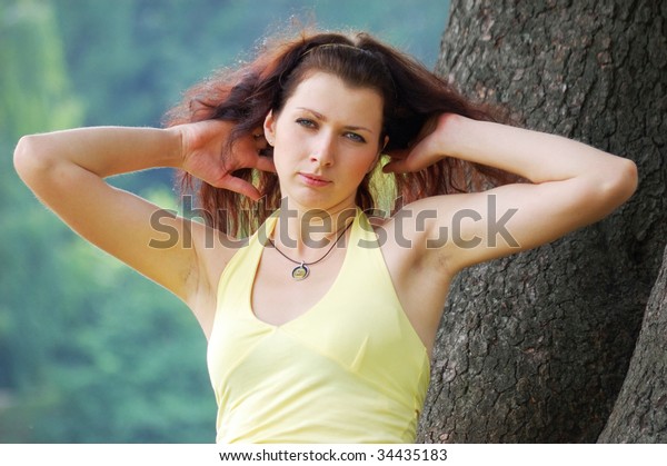 Pretty Blueeyed Brownhaired Typical Russian Girl Stock Photo Edit