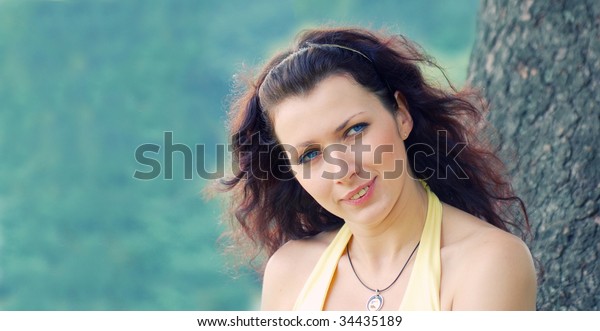 Pretty Blueeyed Brownhaired Typical Russian Girl Stock Photo Edit