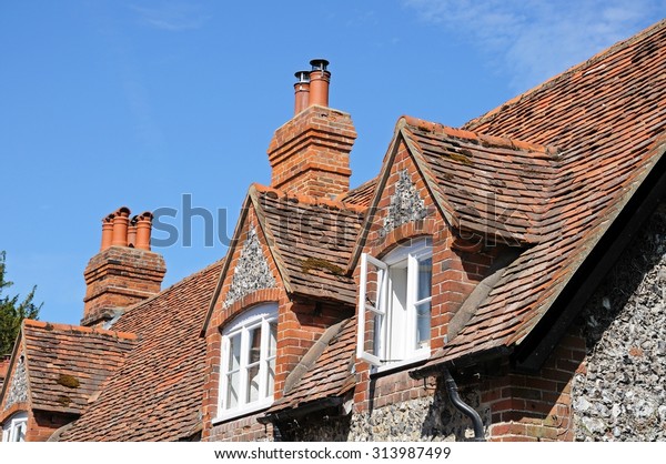 Pretty Brick Flint Cottages Dormer Windows Stock Photo Edit Now