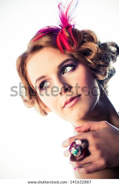 Pretty Caucasian Model Red Curly Hair Stock Photo Edit Now 141632887