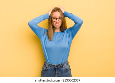 Pretty Caucasian Woman Feeling Frustrated And Annoyed, Sick And Tired Of Failure, Fed-up With Dull, Boring Tasks