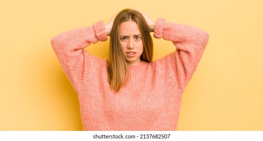 Pretty Caucasian Woman Feeling Frustrated And Annoyed, Sick And Tired Of Failure, Fed-up With Dull, Boring Tasks