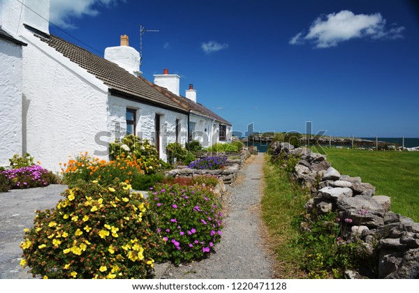 Pretty Coastal Holiday Cottages Moelfre On Stock Photo Edit Now