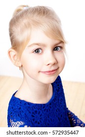 Pretty Cute Girl In A Blue Dress