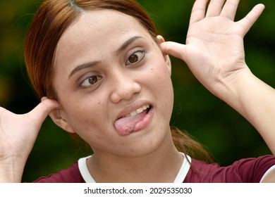 Pretty Diverse Adult Female Making Funny Faces