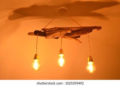 Pretty Driftwood Lamp, Self-made Chandelier, Diy, Driftwood, Suspended Bulbs