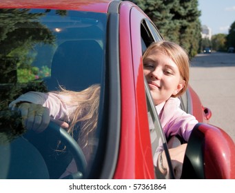 Pretty Driver at the Helm