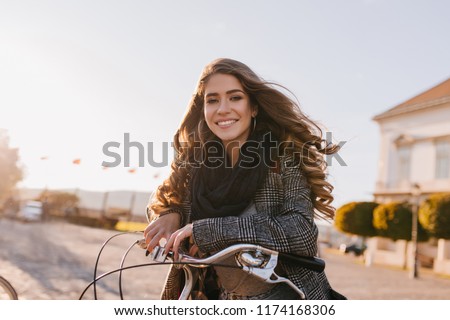 Similar – Image, Stock Photo ride a bicycle Elegant