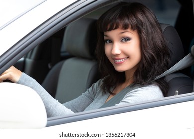 Pretty Female Driver White Car Stock Photo 1356217304 | Shutterstock