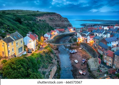 The pretty fishing village of Staithes near Scarborough on the north Yorkshire coast - Powered by Shutterstock