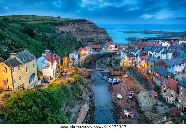 Pretty Fishing Village Staithes Near Scarborough Stock Photo (Edit Now
