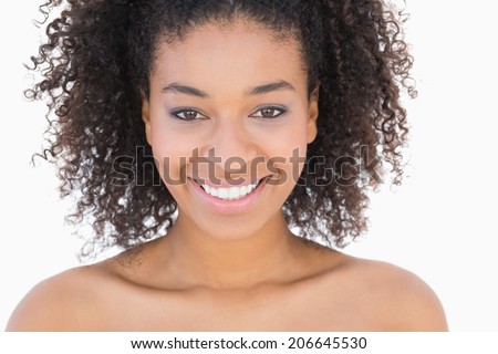 Pretty Girl Afro Hairstyle Smiling Camera Stock Photo 