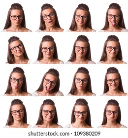 Pretty Girl Collection of Expressions - Shutterstock ID 109380209