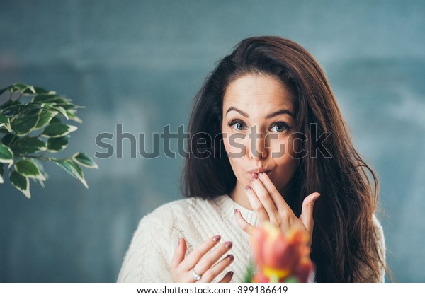 Pretty Girl Licking Her Fingers Show Stock Photo Edit Now 399186649