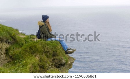 Similar – Foto Bild Cliffs of Moher, Frau schaut in die Ferne