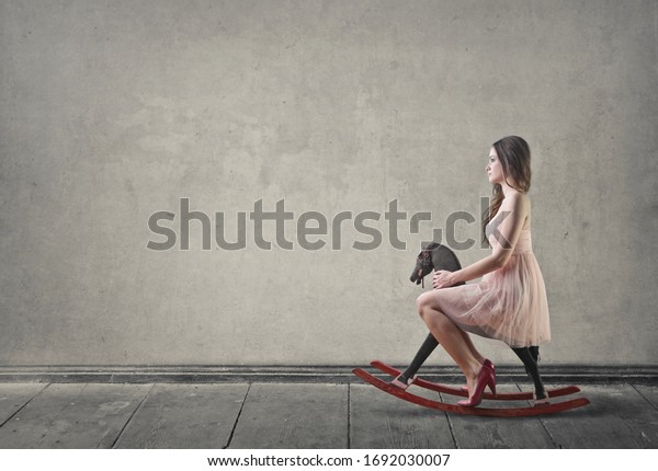 girl on a rocking horse