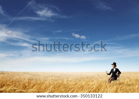 Similar – summer air Man Maize field