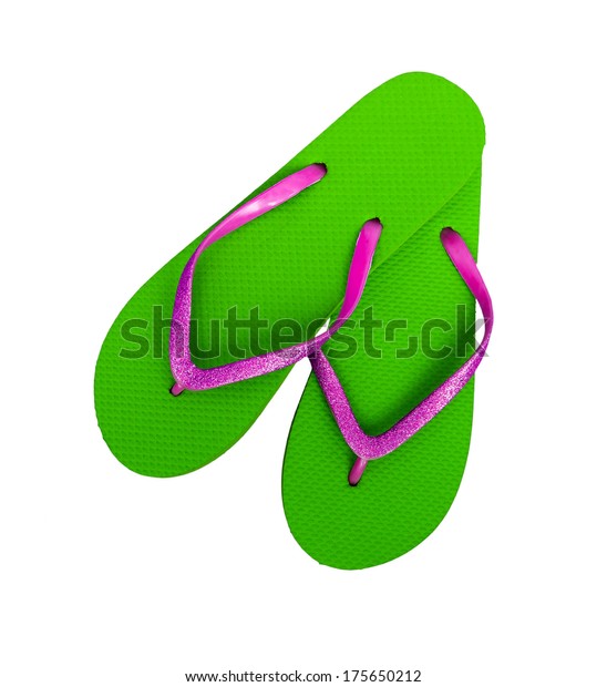 pretty green flip flops