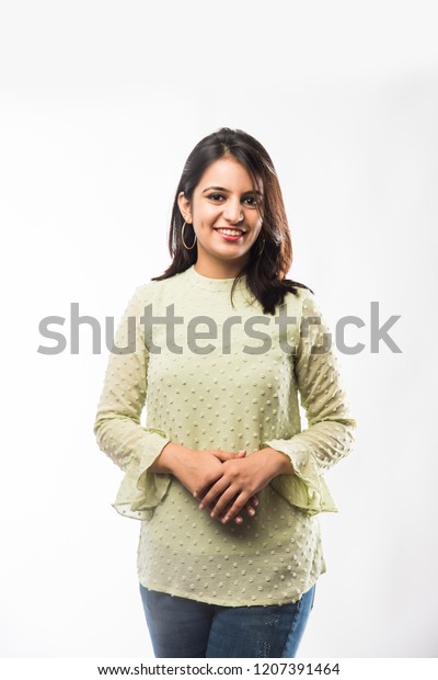 Pretty Indian Girl Hands Folded Crossed Stock Photo 1207391464 ...