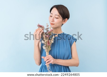 pretty japanese woman with flowers