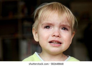 Cute Preschooler Blond Girl Crying Looking Stock Photo 584265997 ...