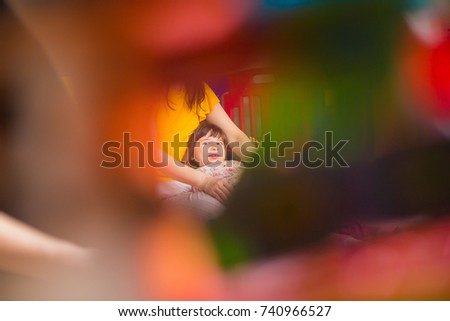 Similar – Image, Stock Photo Baby sleeping on a blanket while her mother looks