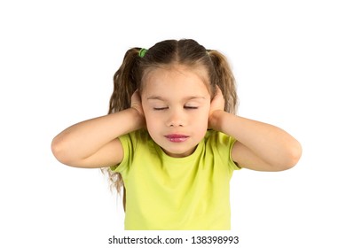 Pretty Little Girl Green Tshirt Covering Stock Photo (Edit Now) 138398993