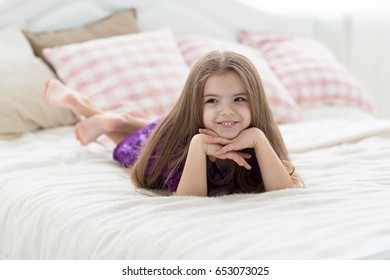 Pretty Little Girl Purple Princess Dress Stock Photo 653073025 ...