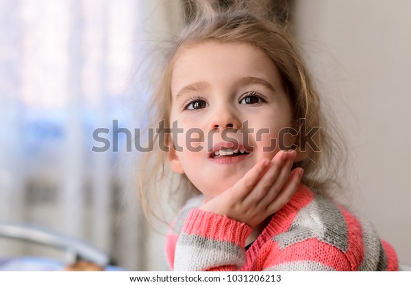 Pretty Little Girl Shiny Brown Eyes Stock Photo Edit Now 1031206213