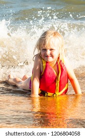 Pretty Little Girl Wearing Life Jacket Stock Photo 1206804058 ...