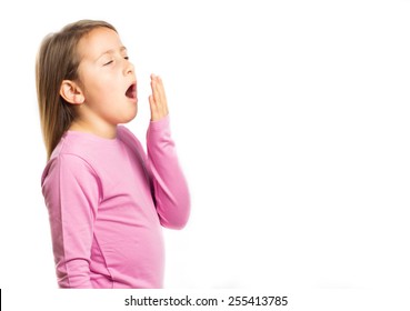 little girl yawning