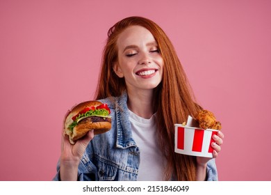 Pretty Long Redhead Ginger Girl Eating Stock Photo 2151846049 ...