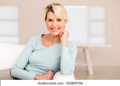 Pretty Mid Age Woman Relaxing At Home