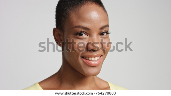 Pretty Mixed Race Woman Short Hair Stock Photo Edit Now 764298883