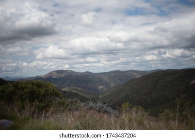 pretty mountain view with clouds