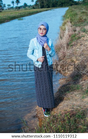 Pretty muslim woman with different expression