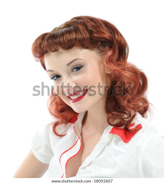 Pretty Pin Girl Big Smile Stock Photo Edit Now 58092607