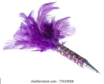 Pretty Pink And Purple Pen Isolated On A White Background