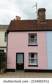 Pretty Pink Small Victorian Terraced Cottage With Red Clay Tile Roof