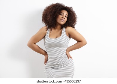 Pretty Plus Size Woman Wears A Dress