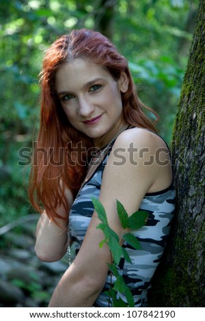 redhead in camoflauge Redhead in camoflauge