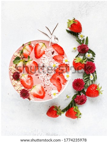 Similar – Image, Stock Photo Strawberry smoothie bowl