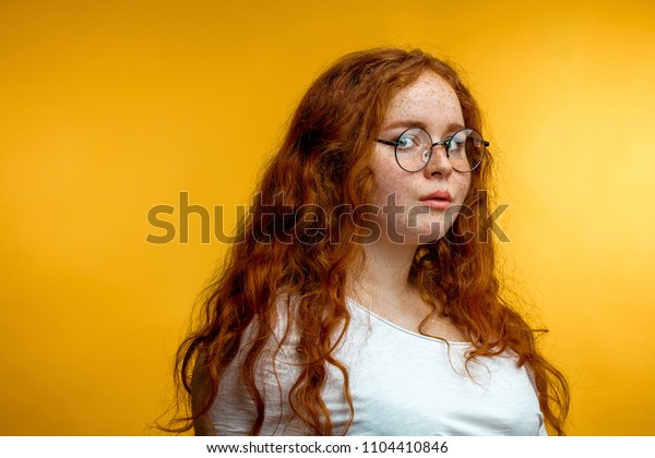 Pretty Student Girl Ginger Hair Knot Stock Photo Edit Now 1104410846