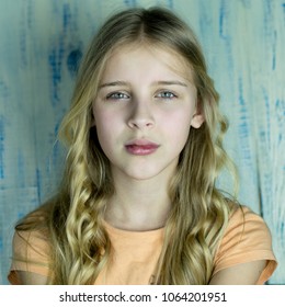 Pretty Teen Girl On Wooden Background Stock Photo 1064201951 | Shutterstock