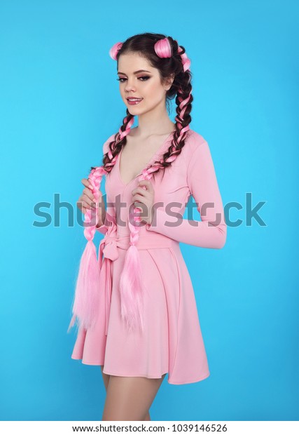 Pretty Teen Girl Two French Braids Stock Photo Edit Now
